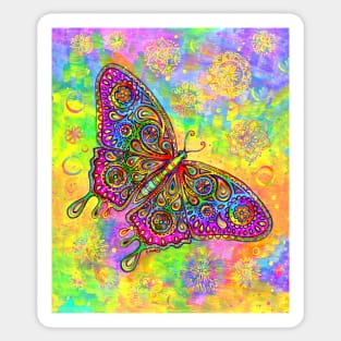 Rainbow Paisley Bohemian Mandala Butterfly Sticker